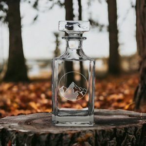 Mountain Decanter 26 Oz Bourbon Whisky Glass Sky Nature Customize Premium NEW